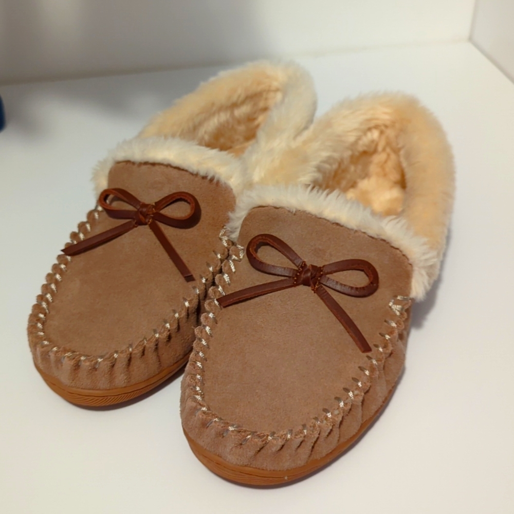 J Crew Sherpa Moccasin Slippers woman's